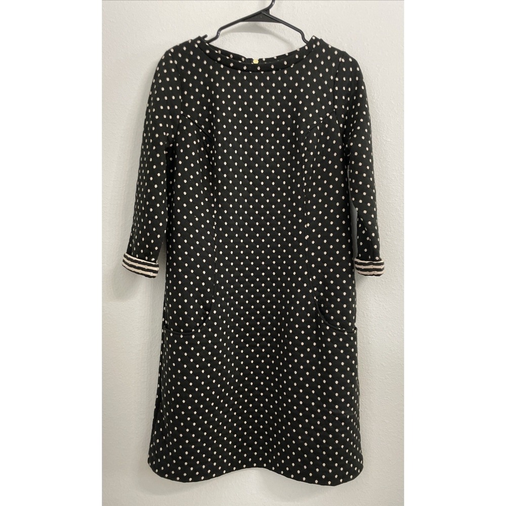 Boden Womens Dress Size 14 R Black Quilted Shift 3/4‎ Sleeves Career . Darling